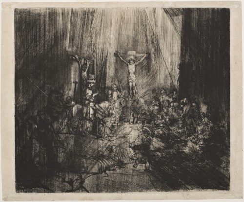 Rembrandt van Rijn. Christ Crucified Between Two Thieves (The Three Crosses), 1653–55. Drypoint with burin on cream laid paper.
Jansma Collection, Grand Rapids Art Museum, 2007.11